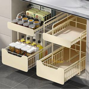 2단 싱크대 주방선반 슬라이딩 양념통 선반 레일 양념장 하부장 정리 조미료 수납