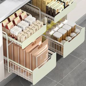 2단 싱크대 주방선반 슬라이딩 양념통 선반 레일 양념장 하부장 정리 조미료 수납 대형