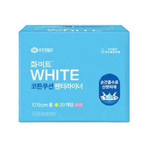 화이트 코튼쿠션 팬티라이너 롱 20개입 x1팩 2중엠보
