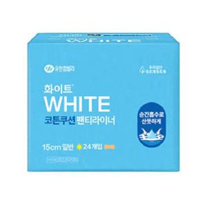 화이트 코튼쿠션 팬티라이너 일반24개입x1팩 천연순면