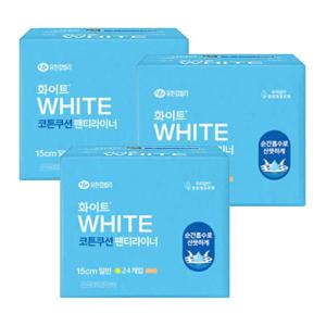 화이트 팬티라이너 일반코튼쿠션 24개입x3팩 천연순면