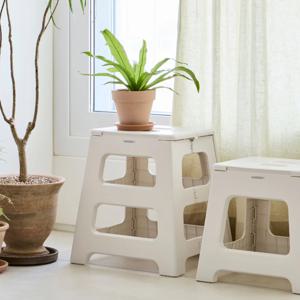 핸디 원터치 접이식 다용도 플라스틱 간이의자 폴딩 스툴 L (화이트)