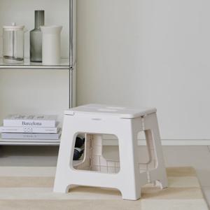 핸디 원터치 접이식 다용도 플라스틱 간이의자 폴딩 스툴 M (화이트)