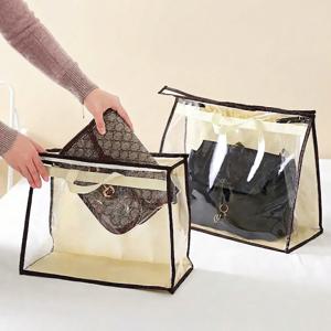[1+1] 명품가방 보호 투명 파우치 먼지방지 핸드백 보관함 더스트백 베이지 XL