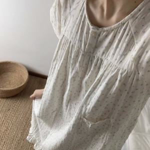 반팔 잠옷 원피스 순면 노카라 아일렛 플라워 이중거즈면 여름 홈웨어 6color