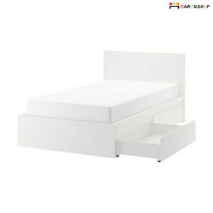 MALM/AGOTNES 수납공간이 있는 높은 슈퍼싱글 침대 풀세트 (200x120cm/매트