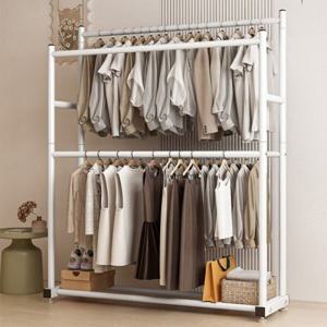 수납 2배 공간절약 슬림 행거 대용량 옷 정리 드레스룸 옷걸이 스탠드 행거 철제 2단 행거