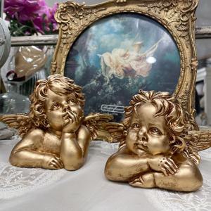 프렌치 빈티지 골드 엔틱 천사 오브제 장식 인형 2P