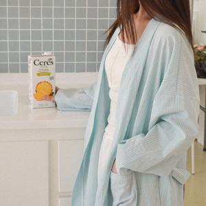 퓨어 스트라이프 로브 파자마 수면 잠옷 샤워 가운