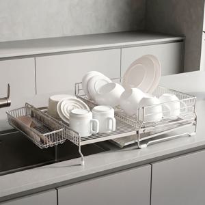 국산 올스텐 304 무연마제 엠보 확장형 식기건조대 1단 + 멀티수저통
