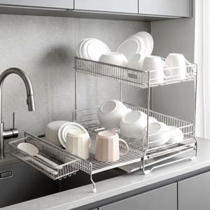 국산 올스텐 304 무연마제 엠보 확장형 식기건조대 2단 + 멀티수저통