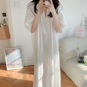 여신화이트 순면톡톡 원피스잠옷 수유복 루즈핏 파자마 홈웨어