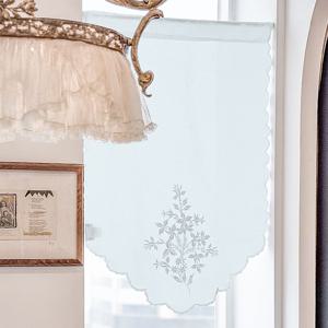 라 콜렛 내추럴 리프 자수 창바란스 커튼-블루 (CBMV19-BLUE)