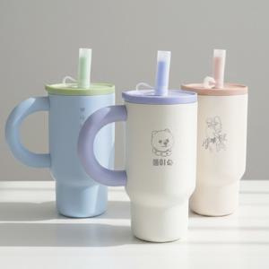 각인 선물 이니셜각인 커스텀 귀여운 빨대 텀블러 무아 770ml