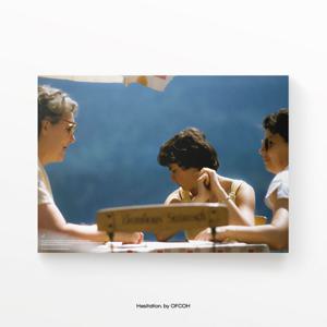 Hesitation 가로형 포스터 (블루 빈티지 여름 클래식 액자, 블루 무드)