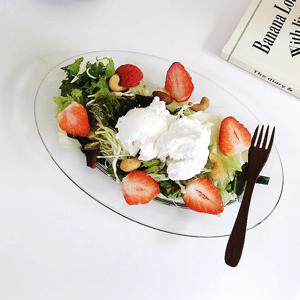 강화유리 오벌 플레이트 투명 타원 브런치 플레이트