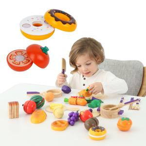 원목 자르기29종 / 과일 야채 베이커리 조리도구 커트러리 소꿉 파우치