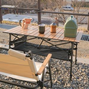 [리퍼] 캠핑 테이블 ACT 접이식 2단 롤테이블 경량원목테이블 (메쉬망/전용가방 포함)