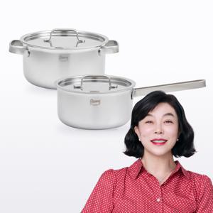 무연마제 스테인리스 통5중 냄비 2종세트 (편수16cm+양수20cm)