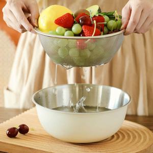 크림 스텐 믹싱볼 채반 3종세트 계량 눈금 베이킹반죽 쌀세척 야채 재료손질 샐러드 보울