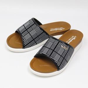 마신꼬 쿠션슬리퍼 - 여성 데일리 슬리퍼 체크패턴 사무실 실내화