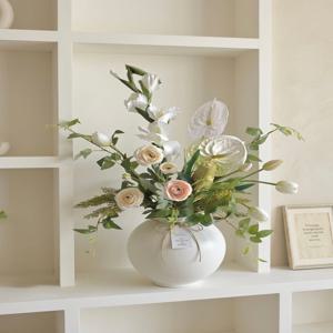 실크플라워 안시리움 델피늄 라넌큘러스 클레마티스 잎 조화 꽃다발 세트 인테리어