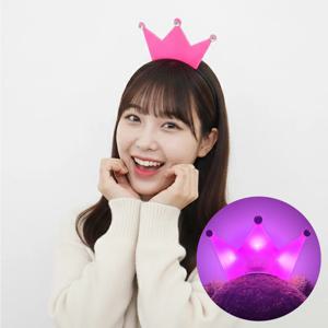 LED 핑크 램프 왕관 파티머리띠 행사 콘서트 파티 축제 놀이 단체 빛나는 소품
