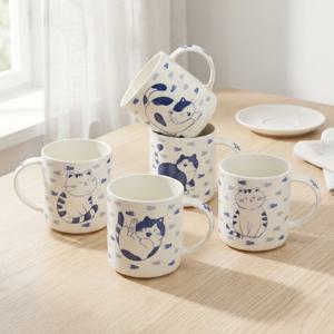 리틀포터리 고양이머그 5P세트 390ml 도자기 머그세트 고양이 (6714)