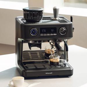 위즈웰 가정용 반자동 에스프레소 커피머신 듀얼보일러 58mm 그라인더 일체형 20BAR W