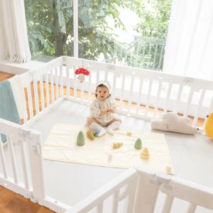 톰톰 모듈 베이비룸 폴더 매트 세트 (퓨어화이트 베이비룸+크림베이지 매트)