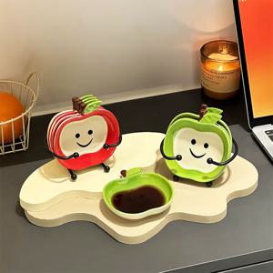 [해외] 북유럽 사과 세라믹 소스볼세트 간장 찬기 종지 반찬접시 집들이선물 2colors