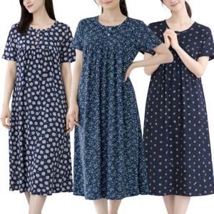 여성 쿨링 반팔 원피스 냉장고원단 사방신축 여름 잠옷 빅사이즈