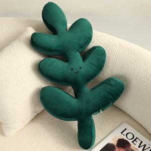 북유럽 나뭇잎 거실 쇼파 인테리어 쿠션 - 초록가지