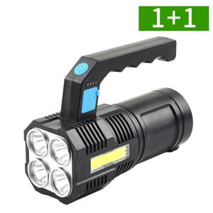 1+1 LED 손전등 후레쉬 휴대용 랜턴 4구 방수 충전식 배터리 200루멘