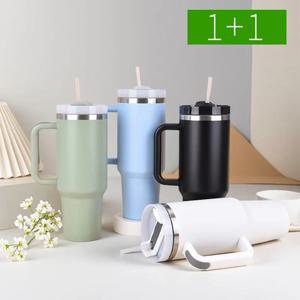 1+1 스텐 보온 보냉 손잡이 빨대 대용량 텀블러 1200ml