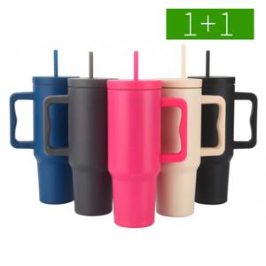 1+1 304 스텐 보온 보냉 손잡이 빨대 대용량 텀블러 1200mL