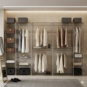 강화유리 드레스룸 시스템 행거 옷장 스탠드옷걸이 2단 선반 수납장 모듈 행거