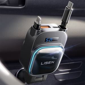 100W 차량용 고속충전기 4in1 릴타입 시거잭 PD USB C타입 멀티충전기