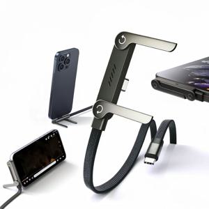 L형 일체형 접이식 거치대 240W 초고속 PD 스마트폰 C타입 납작 충전 케이블 1.5M