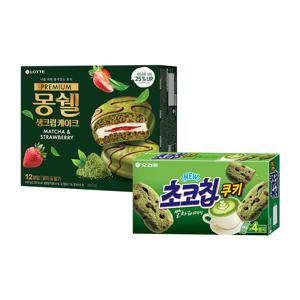 초코칩쿠키 말차라떼 256g + 몽쉘 말차n딸기 444g