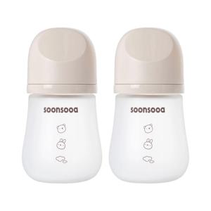 순수아 트윈팩 실리콘 코팅 유리젖병 노꼭지-160ml