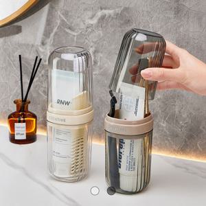 한눈에 보이는 투명 칫솔 치약 케이스 휴대용 칫솔통 2colors