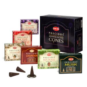 HEM 프레셔스 어소티드 인센스 콘 향 박스 세트 (12팩)