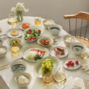 타블도트 베이직 모던 4인 식기세트 17P 화이트+베이지 신혼 그릇세트