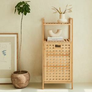 대나무 뱀부 인테리어 빨래바구니 선반 수납장 분리수거함