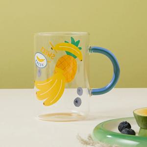 스무디팝 내열유리 동글 블루핸들 머그컵 600ml
