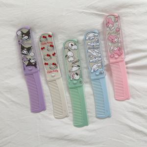 산리오 키티 시나모롤 포차코 접이식 미니 빗 거울 세트 5종