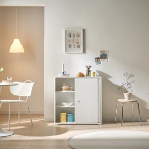 라인아트 슬라이딩 3단 2도어 수납장 800