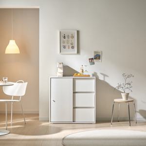 라인아트 슬라이딩 3단 1도어 서랍수납장 800