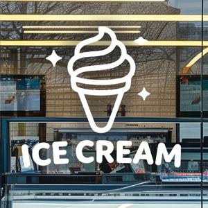 귀욤 아이스크림 그림과 레터링 무인 가게 인테리어 스티커